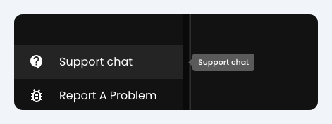 Support chat in the control panel sidebar