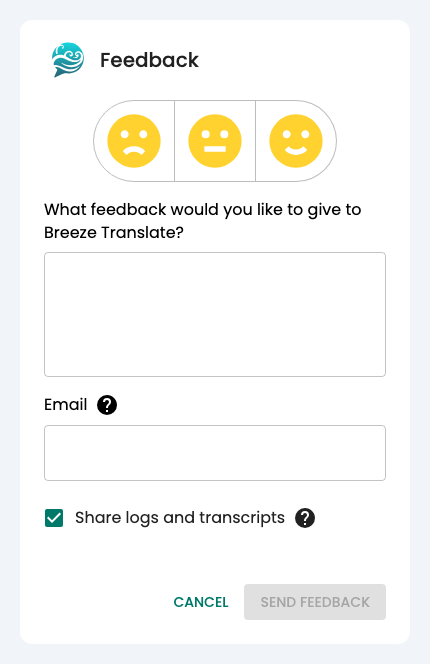 The feedback form