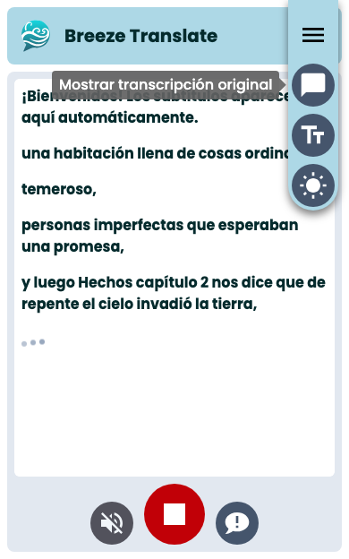 Captions showing translated text only