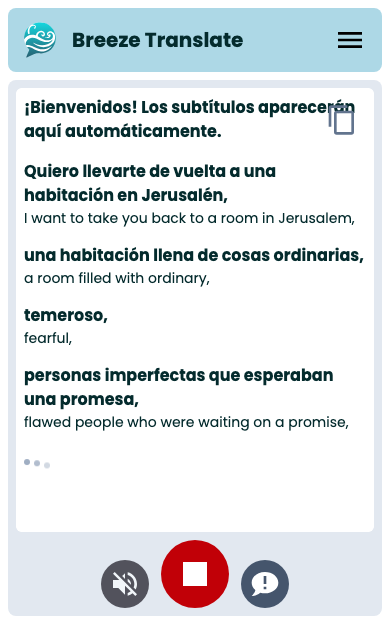 Live Spanish captions on the listener app